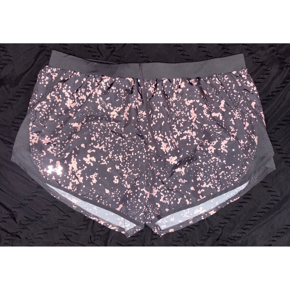 Under Armour HeatGear Women's Gray Pink Speckled Loose Fit Running Shorts, XL